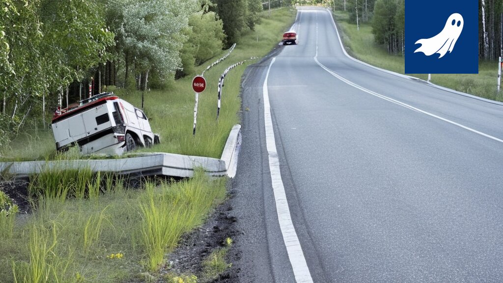 Kuva robottipelastajasta, jonka varustukseen kuuluu sähköteippiä, taskulamppu ja optimistinen lappu, Ylöjärven onnettomuuspaikalla.
