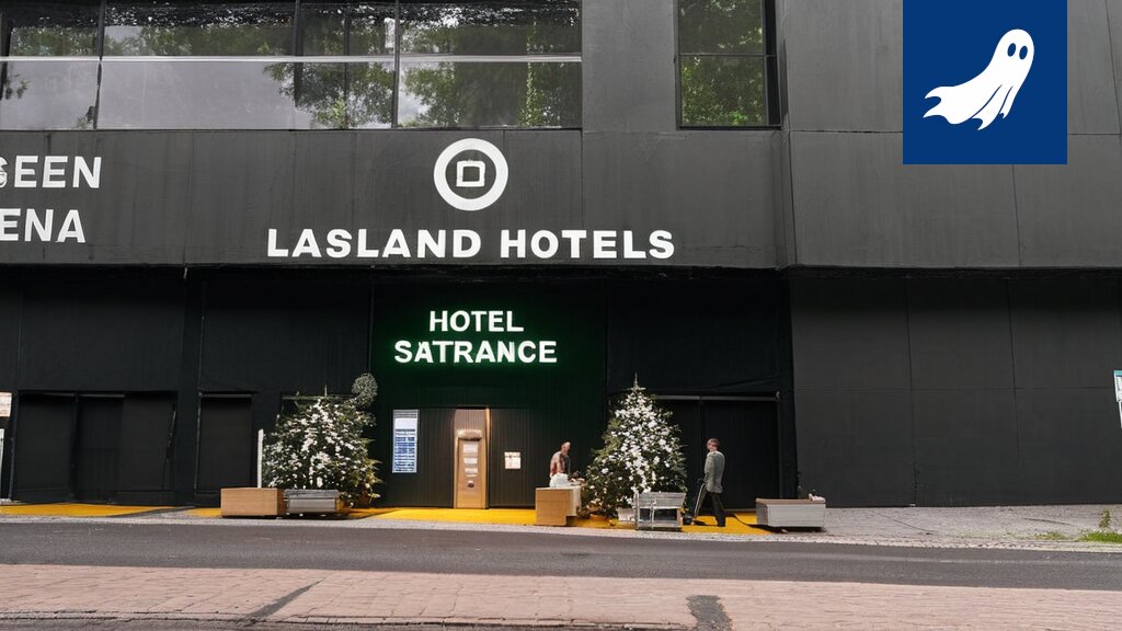 Lapland Hotels Tampereen hotellihuoneen digitaalinen esitys, jossa näkyy revontulien ja metaversumin elementtejä.