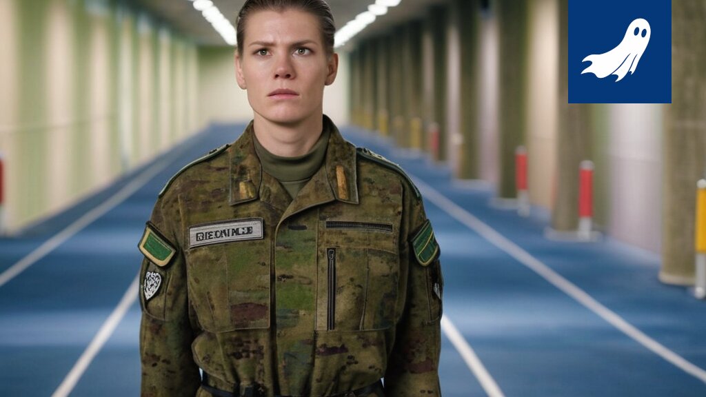 Puolustusministeri Joonas Kumpulainen juoksee Tampereen Hämeenkadulla Näsinneulan taustalla, lasertorni näkyvissä.