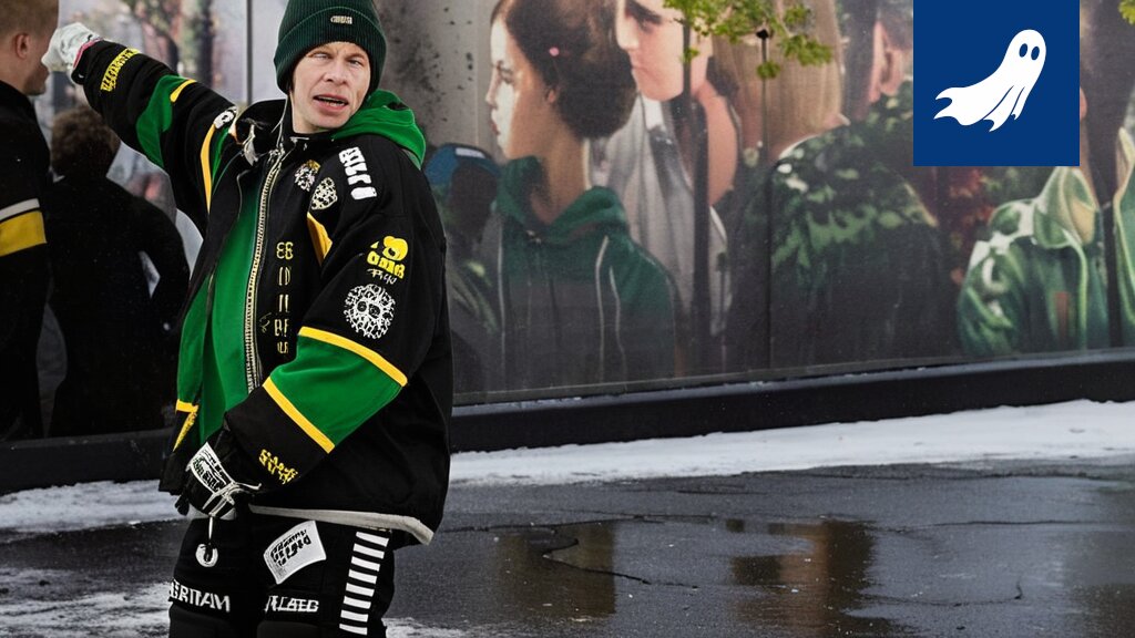 Ilves-logon kuva, jossa vihjataan pelaajien "paketoimiseen" Kanadaan työvoimaksi.