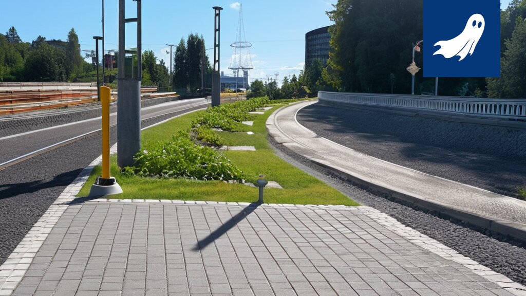 Satiirinen kuva tietoisesta nurmikosta, joka vaatii glitter-palkkaa Tampereen ratikkaprojektin yhteydessä.