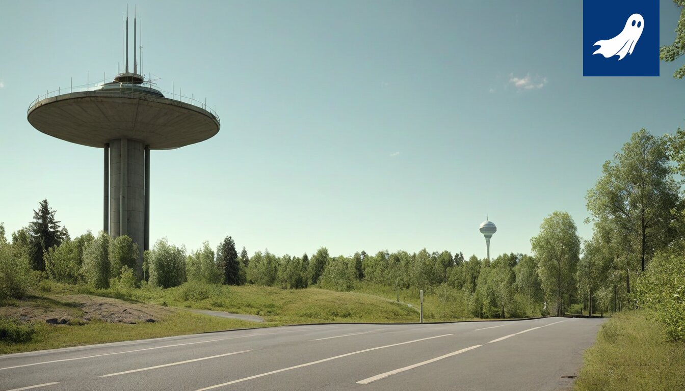Näsinneula hohtaa vihreänä Tampereen yllä, symboloiden digitaalista taloutta ja KasvuCoinin louhintaa.