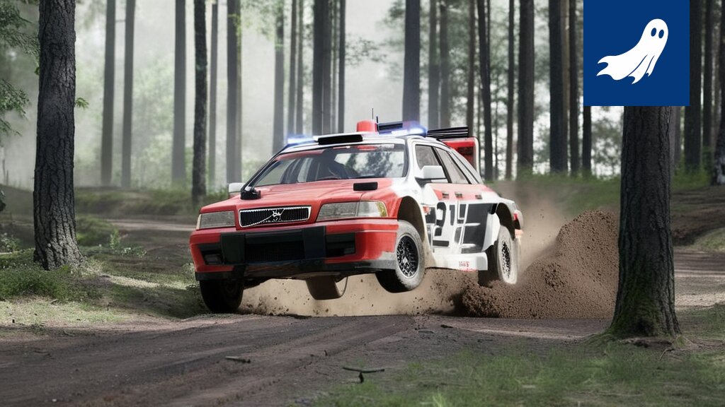 Ralliauto pysähtynyt keskellä erikoiskoetta, kuljettaja harjoittaa mindfulnessia.