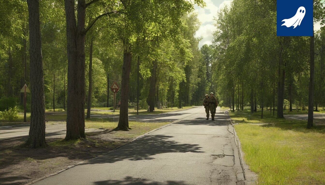 Kuva Parolan panssariprikaatin portista, jossa on maksullisen pysäköintialueen kyltti.
