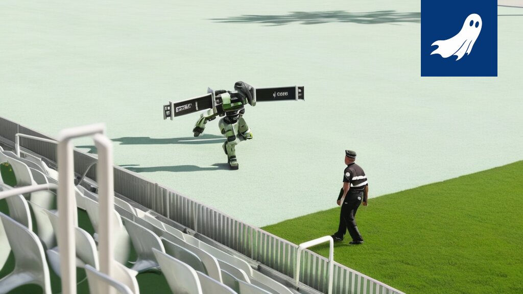 Kuva Tammelan stadionin tekonurmesta, jossa näkyy pelaajien maksamia pomppukorkeuden säätöjä ja stadionpäällikkö Toni Hevonkorpi hymyilee taustalla.