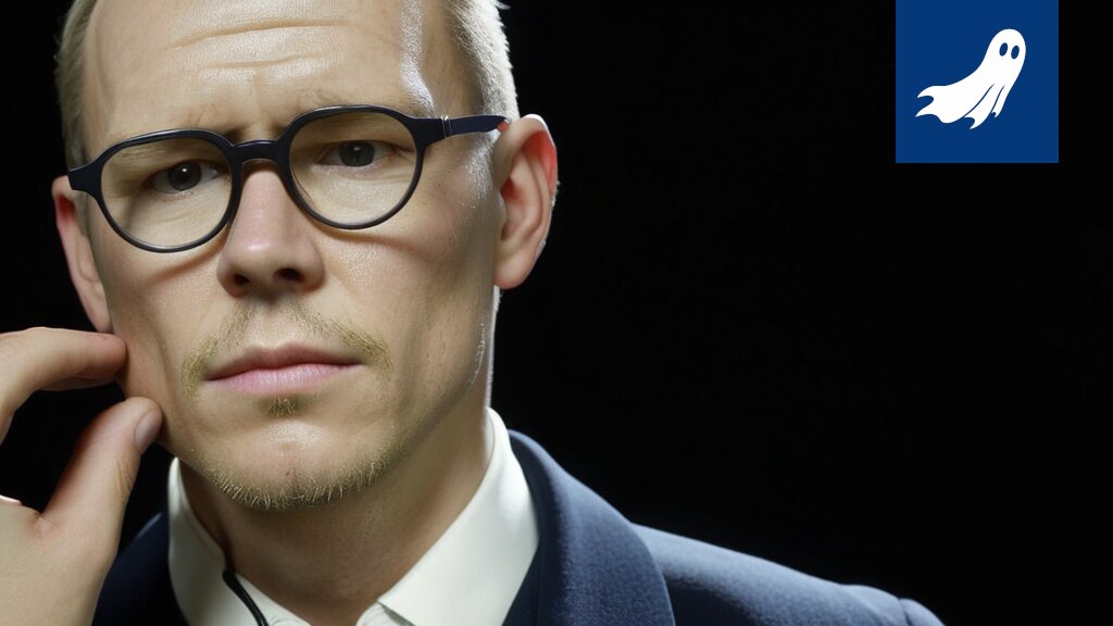 Sarjakuvamainen kuva vanhasta miehestä tuijottamassa digitaalista näyttöä, jossa näkyy poliitikkojen avatar-hahmoja.