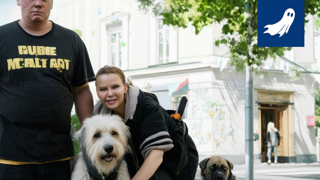 Leninin patsas tanssii Tampereen keskustassa, ympärillään ihmisiä ja koiria.