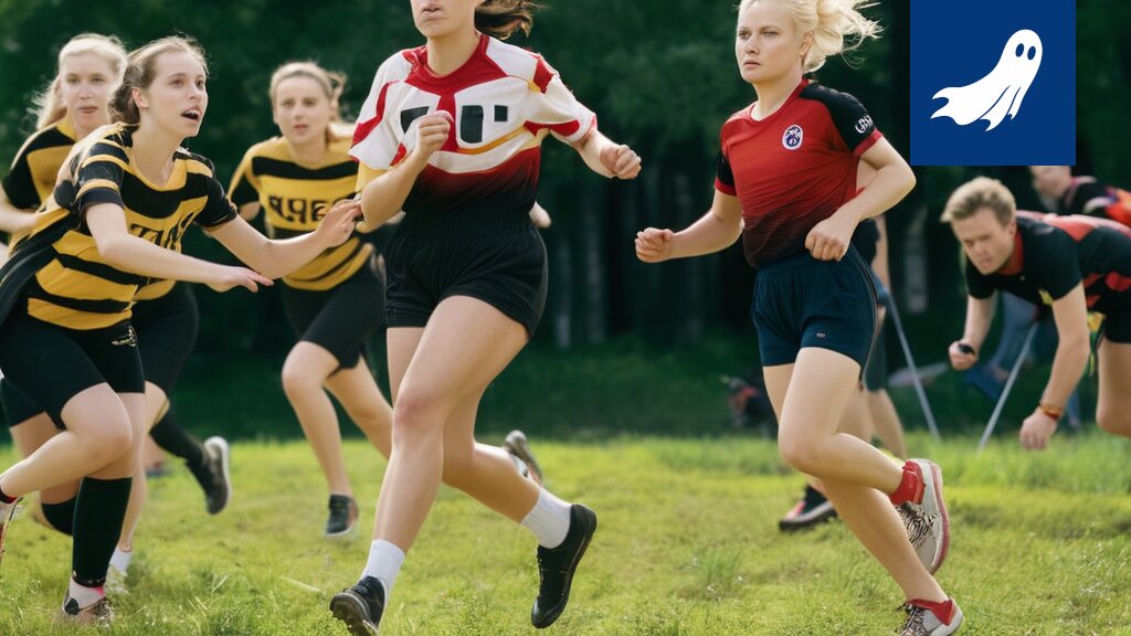 Rugbypallo lentää täydellisen laskelman mukaisesti, symboloiden urheilun ennustettavuutta ja algoritmiohjausta.