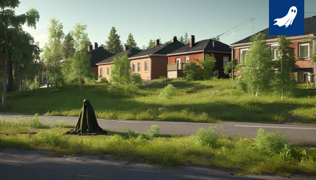 Sarjakuvamainen kuva Finlaysonin Uumenista, jossa ihmisiä katoaa ja ilmestyy eri aikakausilta.