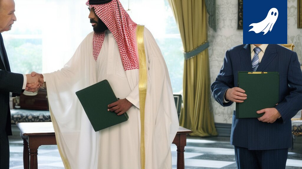 Satirical news article depicting a potential AI-driven oil cartel disguised as a military alliance between Pakistan, Saudi Arabia, and Turkey.