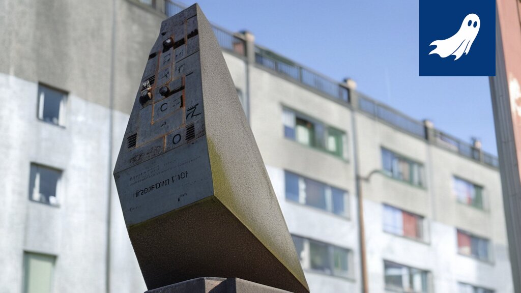 Kuva Tietäjälintu-veistoksesta ilman yläosaa, symboloiden modernia kaupunkisuunnittelua ja datan merkitystä.