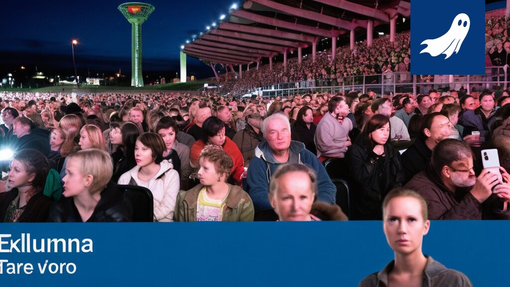 Eppu Normaalin konsertti Ratinan stadionilla, yleisö ja lavalla esiintyvä yhtye.
