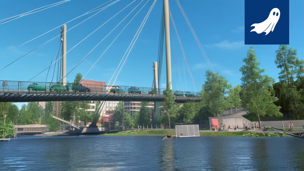 Laukonsilta Tampereella, jossa robottitaksit liikkuvat ja jalankulkijat on estetty ylittämästä siltaa.