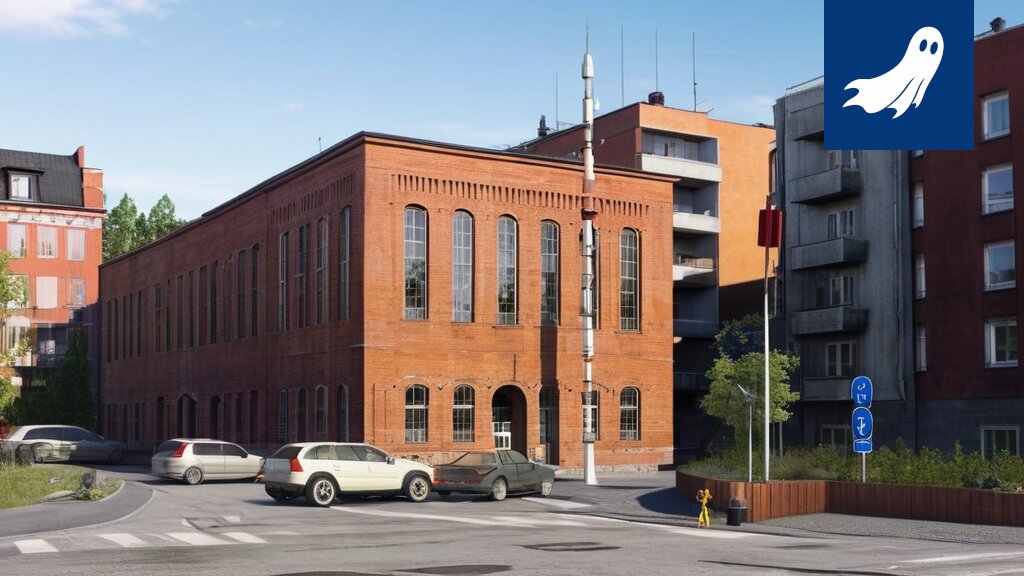Sarjakuvamainen kuva Tampereen Energia -logosta, joka muuttuu digitaaliseksi NFT-tokeniksi, viitaten uutisen satiiriseen sisältöön.