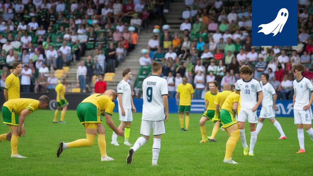 Jalkapallo-ottelun yleisö osallistuu viranomaisten ohjeistamalle hyvinvointitanssille Tammelan stadionilla.