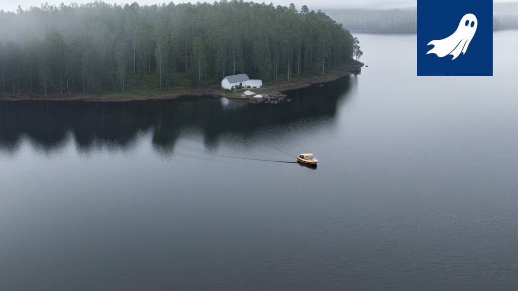 Liekeissä oleva mökki, symboloiden Pirkkalan seurakunnan uutta, satiirista liiketoimintamallia.