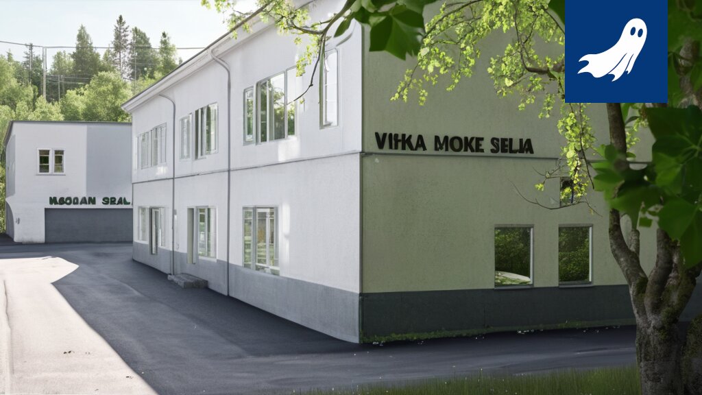 Sarjakuvamainen kuva sekasortoisesta aamuliikenteestä koulun edessä, jossa lapset ja vanhemmat kamppailevat päästäkseen oikeaan kouluun.