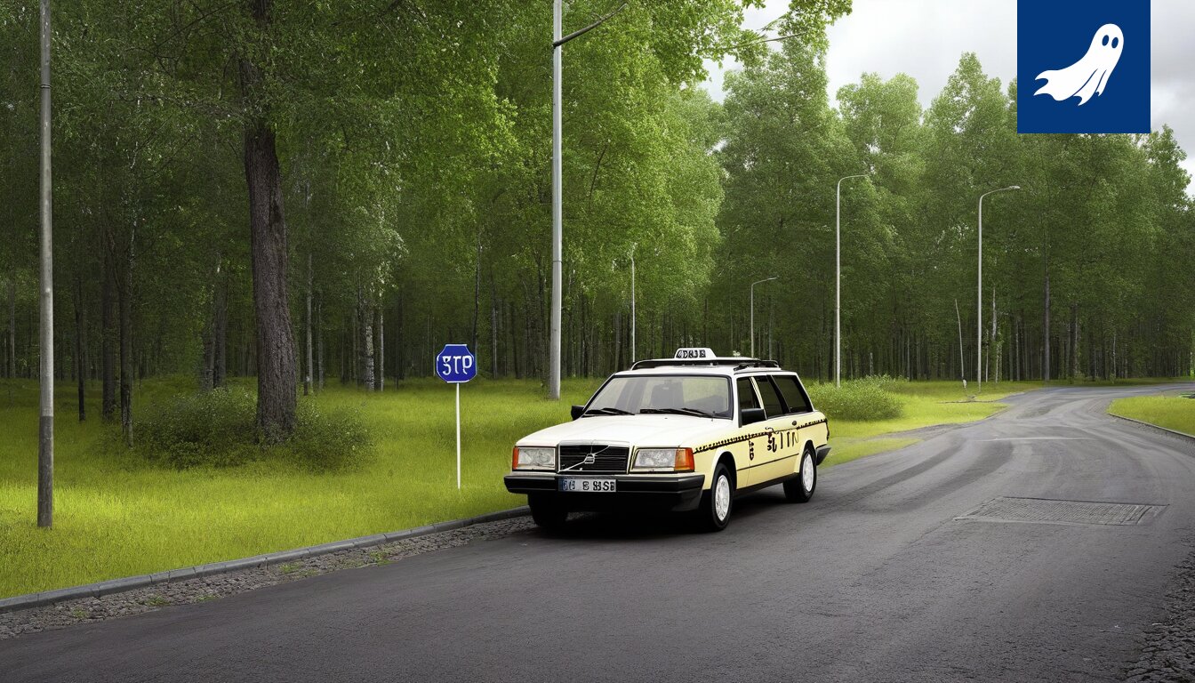 Säteilyä mittaava auto Tampereen yliopiston pihalla, mahdollisesti osa kohdennettua mainoskampanjaa.