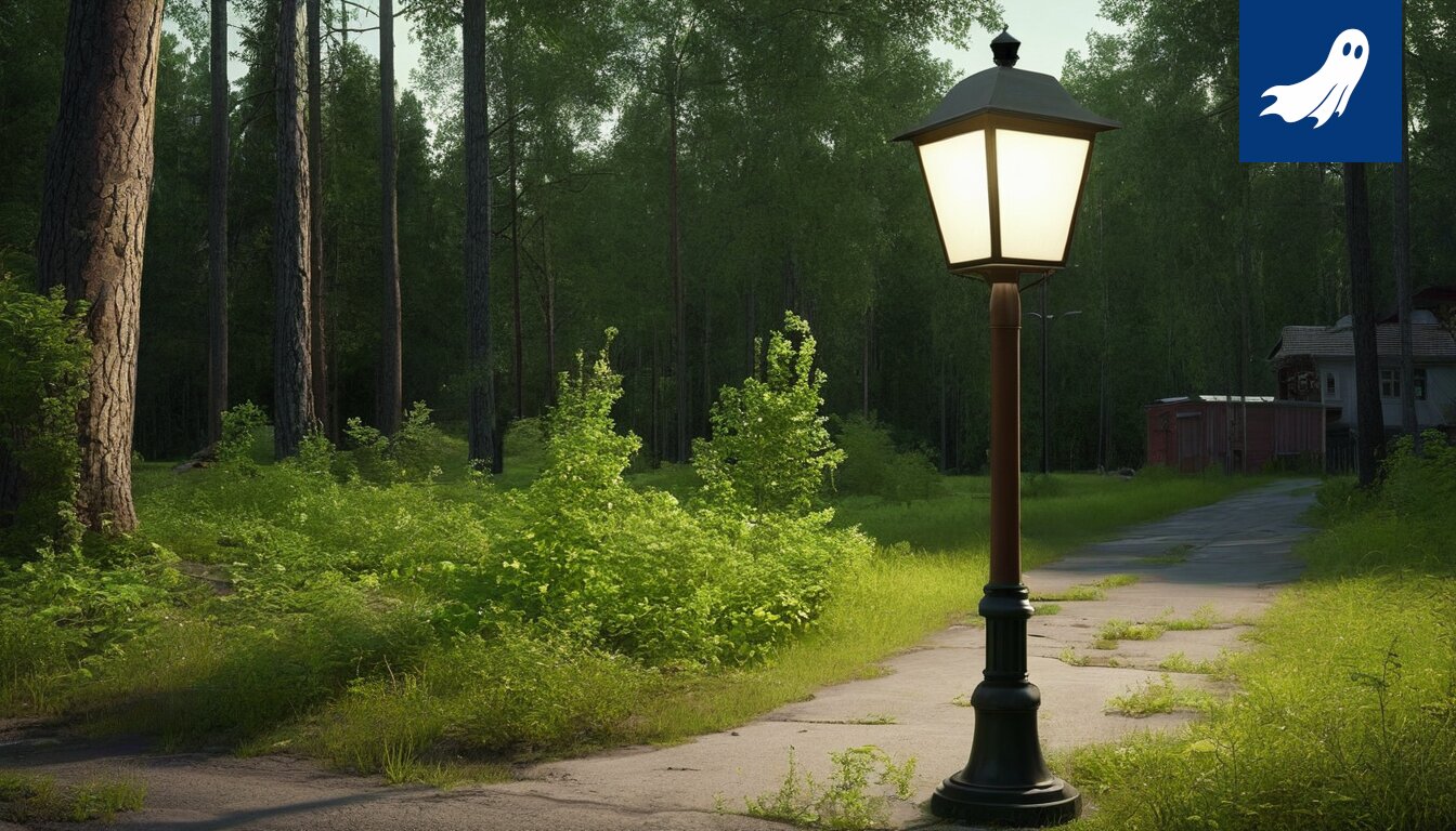 Robottivartija seisoo Santalahden vedenpääsulun koteloinnin edessä, taustalla barrikadeja.