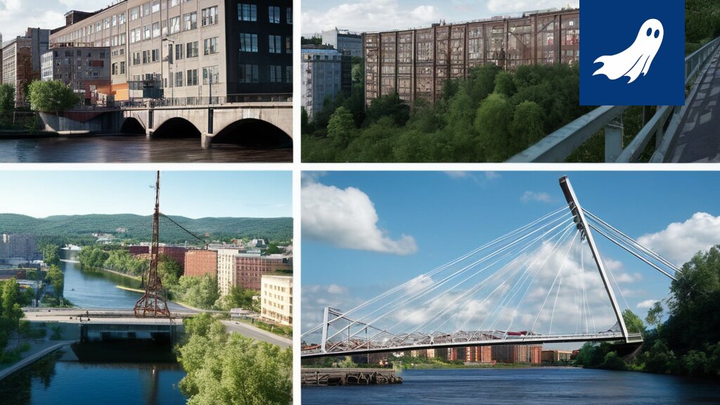 Hämeensilta Tampereella, valtuutetut kuvitteellisessa kokouksessa sillalla.