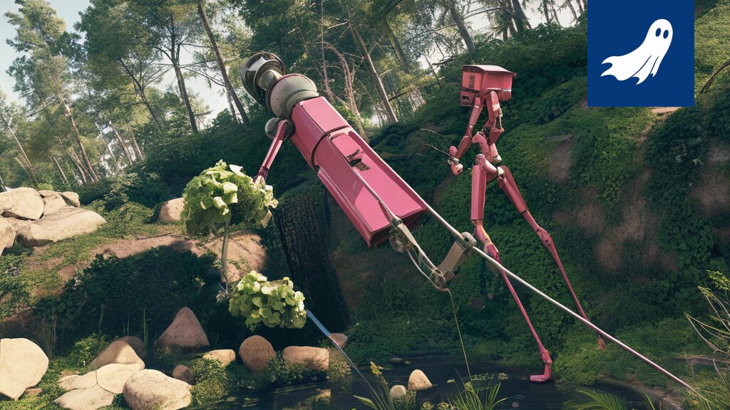 Robottikäsivarsi huutokauppaa työvuoroa Marjamäki Business Parkissa, satiirinen kuva.