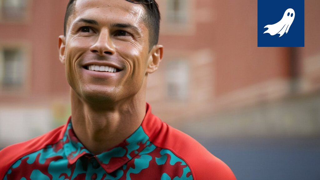 Cristiano Ronaldo padel-mailan kanssa, symboloiden hänen uutta uraansa padel-analyytikkona.