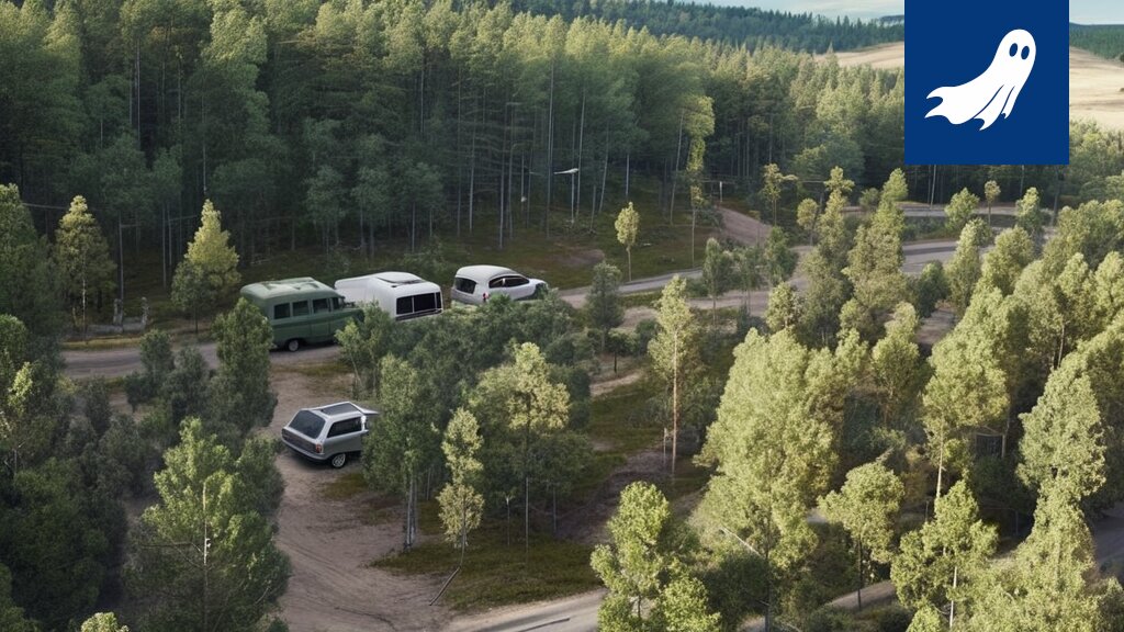 Sarjakuvamainen kuva Ylöjärven kaupungin keskustasta, jossa auto, hevonen ja ihminen ovat törmäyskurssilla tekoälyn ohjaamina.
