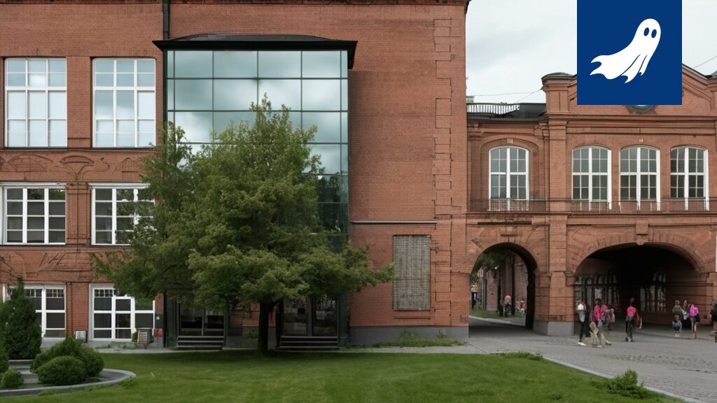 Sarjakuvamainen kuva Tampereen kaupungintalosta, jossa on kylpylän logo ja robotti laskemassa rahaa.