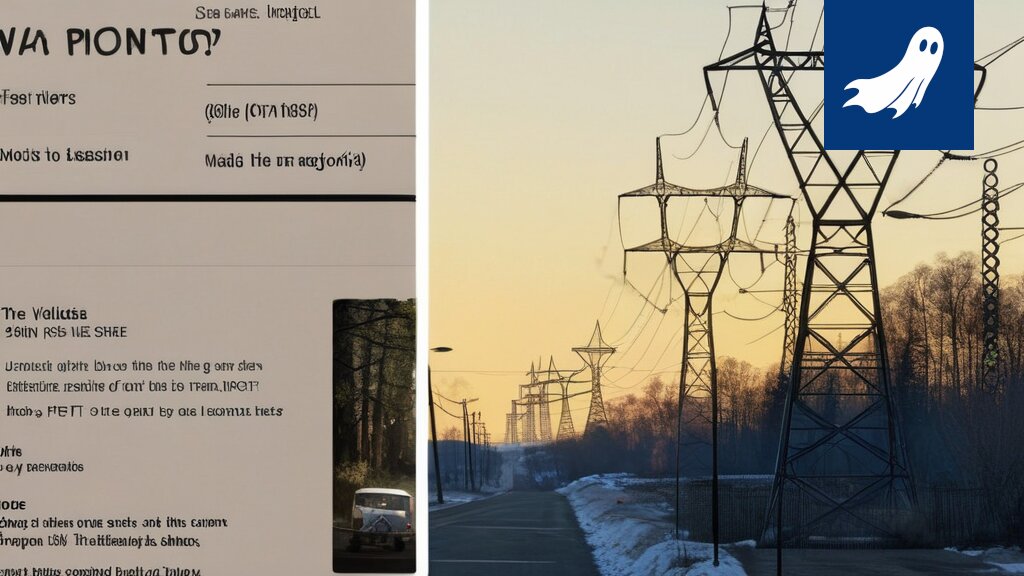 Sarjakuvamainen kuva Lempäälän kunnantalosta, jonka katolta nousee sähköjohtoja metaversumiin.