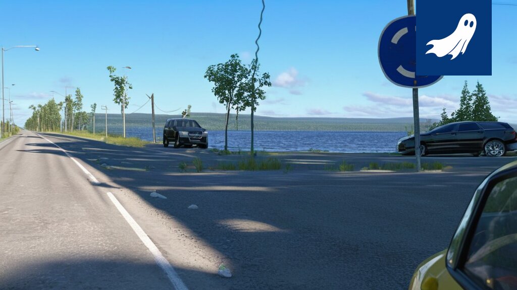 Purettava liikenneympyrä Tampereen Ranta-Tampellassa, satiirisen uutisartikkelin kuvitus.