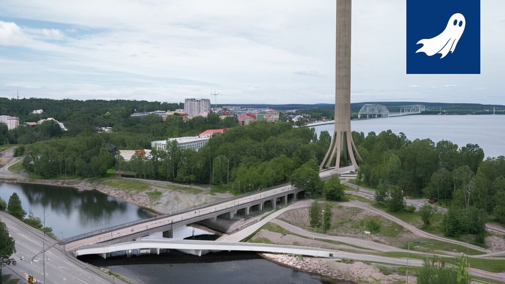 Särkänniemen huvipuisto, jossa näkyy karuselleja ja mahdollisesti SteveBot-8000 valvontarobotti.