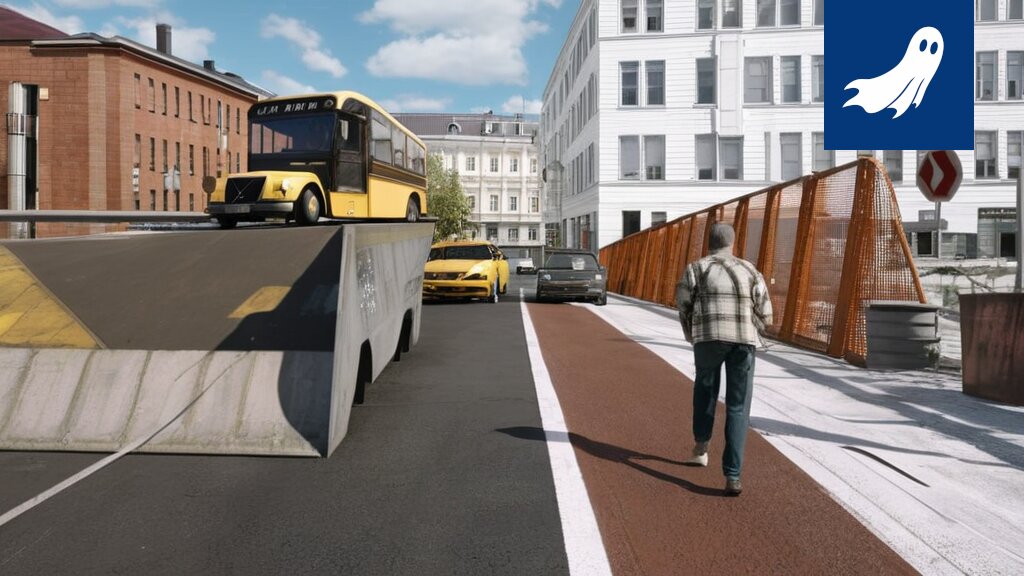 Erkkilän silta Tampereella, jossa näkyy mainoksia projisoituna kaiteisiin, kuva satiirisesta uutisesta.