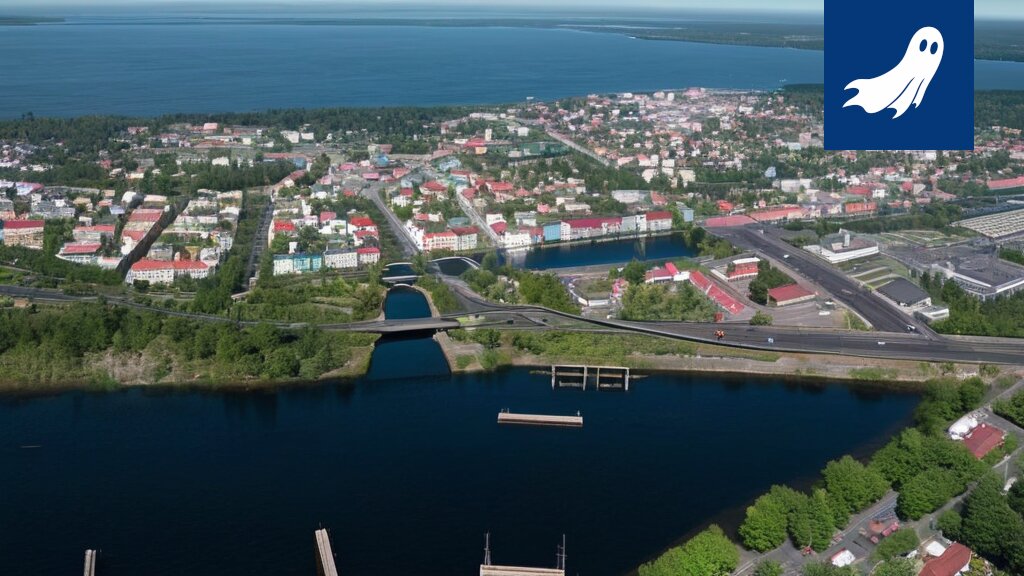 Sarjakuvamainen kuva Tampereen kaupungintalosta, jonka edessä rap-artisti pakataan muuttolaatikoihin.