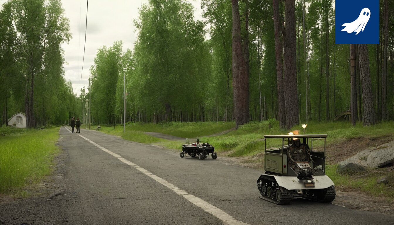 Robottipoliisi Robocop valvoo Kotalan liikenteen sienestyksen turvallisuutta humoristisessa kuvituksessa.