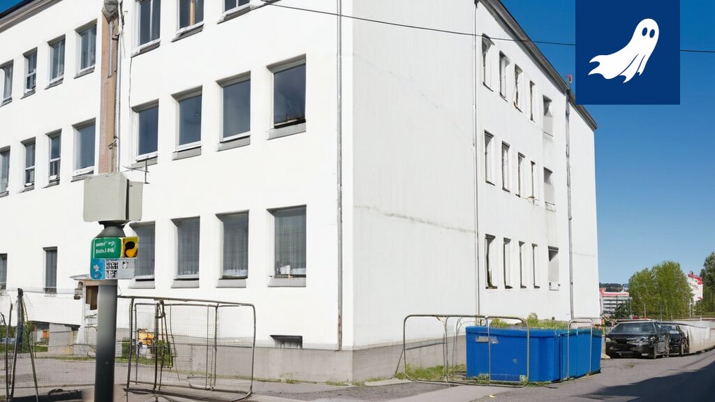 Valkoiseksi maalattu Pispalan koulun julkisivu heijastaa auringonvaloa ja aiheuttaa sekaannusta liikenteessä.