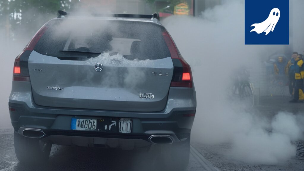 Savua päästävä TKL:n linja-auto Epilässä, osa salaisesta Tampereen sumuverkkoteknologiasta.
