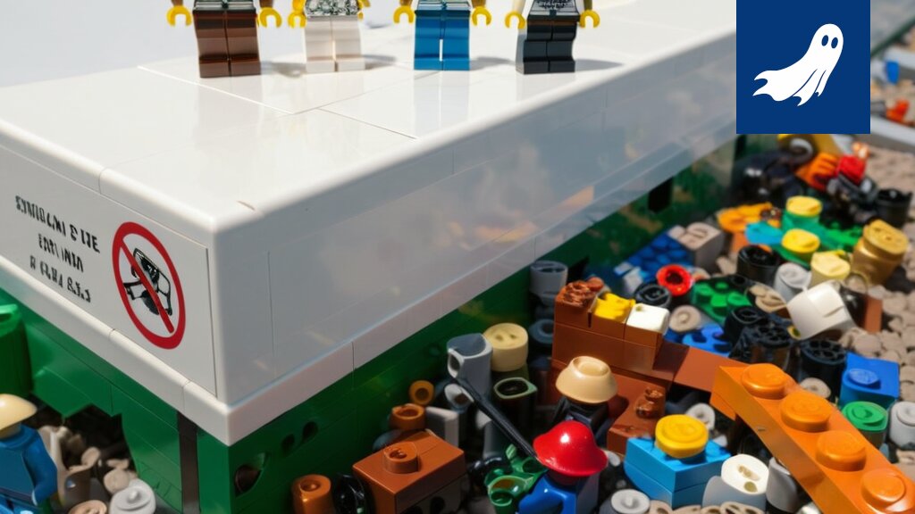 Legoland-rakennelma, joka symboloi itsenäistä muovivaltiota ja Tampereen rahavirtaa.