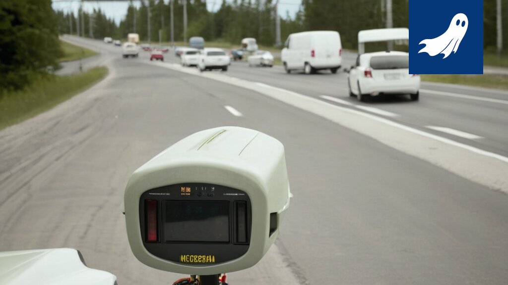 Sarjakuvamainen kuva autonomisesta sähköpotkulautasta jakamassa sakkoa hämmentyneelle tamperelaiselle.
