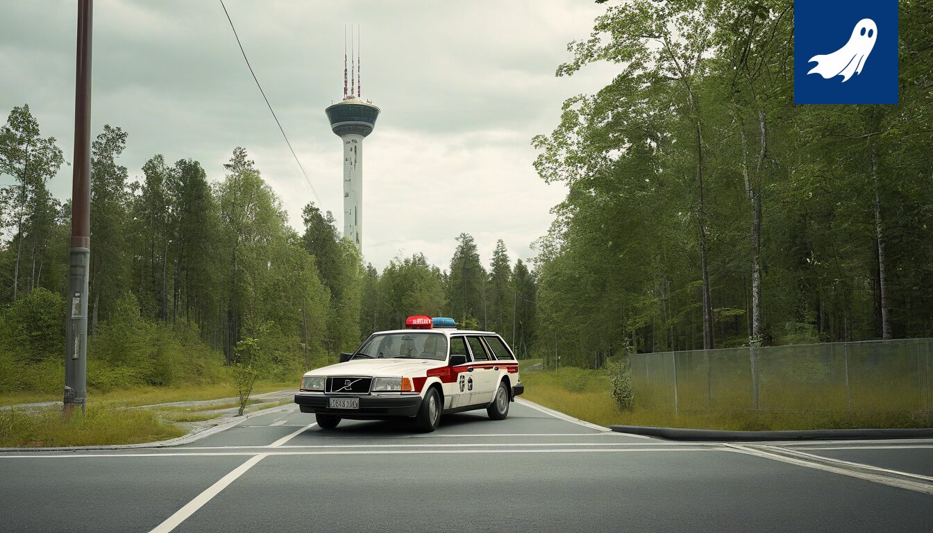 Sarjakuvamainen kuva Nyssen ratikasta, joka teleporttaa matkustajia satunnaisiin paikkoihin Pirkanmaalla.