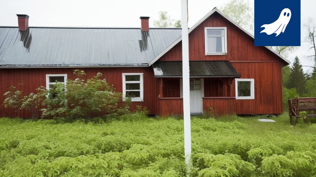 Sarjakuvamainen kuva Aitolahden Nurmon työväentalosta, jossa näkyy rahaa valuvan rakennuksesta.