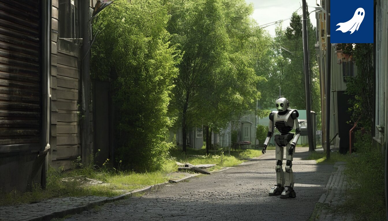 Automaattinen robottivartija kerää koirankakkaa Tampereen katukuvassa.