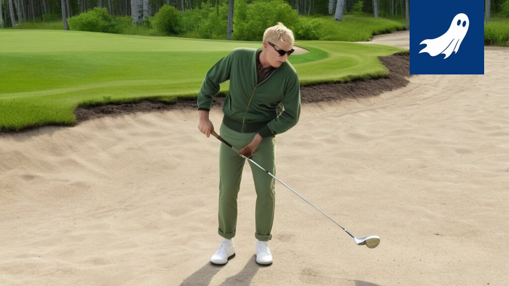Ruotulan golfkentän digitaalinen esitys, jossa näkyy NFT-nurmikkoja ja virtuaalisia golfautoja.