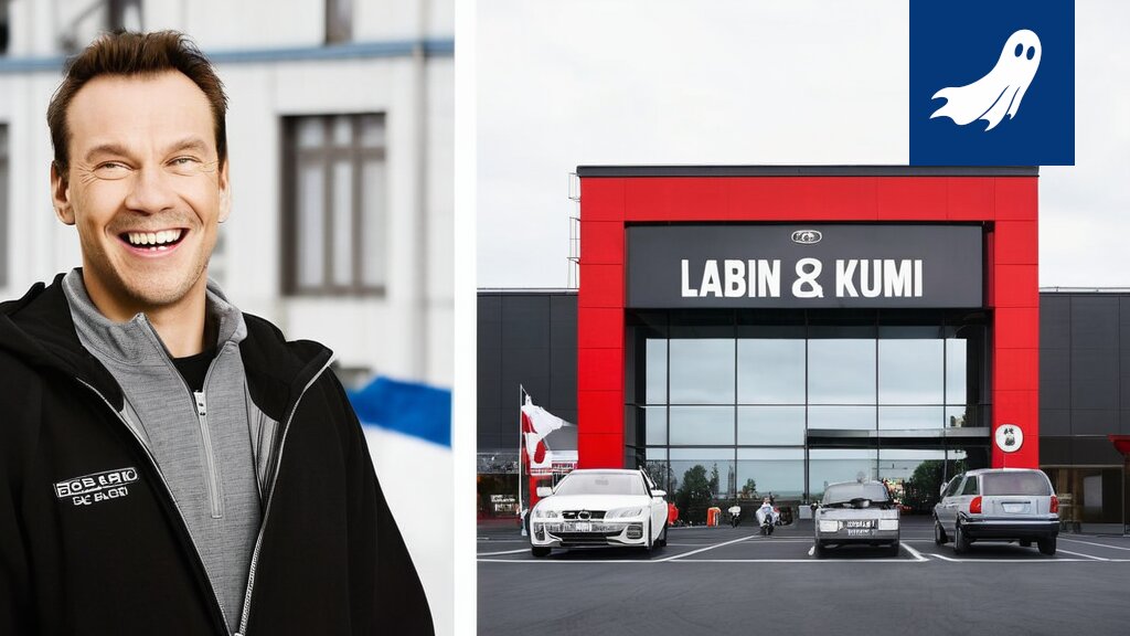 Sarjakuvamainen kuva renkaista, jotka hallitsevat Suomen karttaa, viitaten satiiriseen uutisartikkeliin Lapin Kumin vallasta.