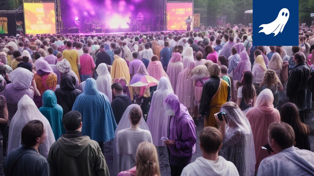Satiirinen kuva digitaalisesta festarilipusta tai NFT-parkkipaikasta, joka viittaa lohkoketjuhulluuteen.