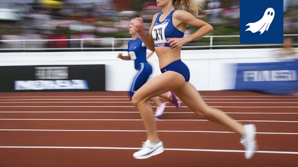 Maratonjuoksija Alisa Vainio juoksee vauhdikkaasti, taustalla hämärtyvä Taysin sairaala ja Olympiastadion.