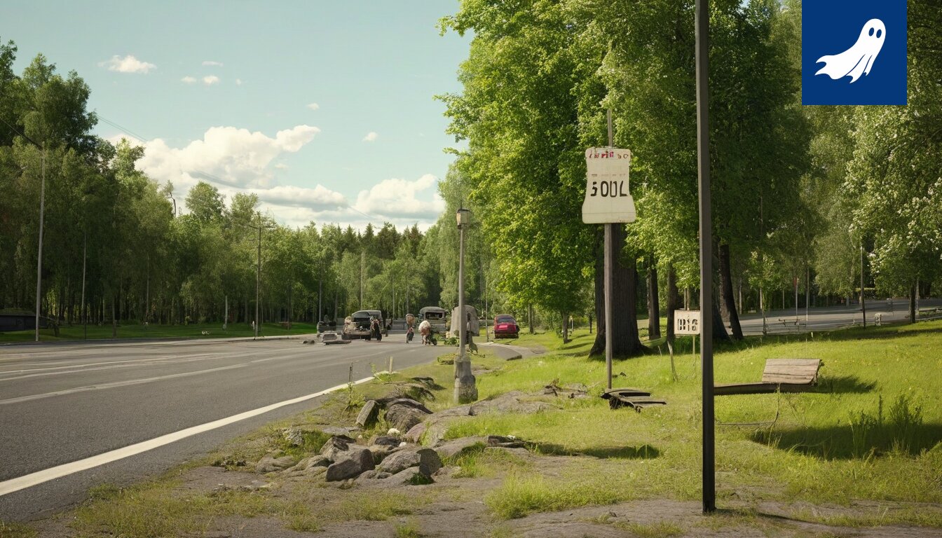Sarjakuvamainen kuva Niihaman metsästä, jossa puut ja eläimet hoitavat ihmisiä, viitaten uutisartikkelin absurditeettiin.