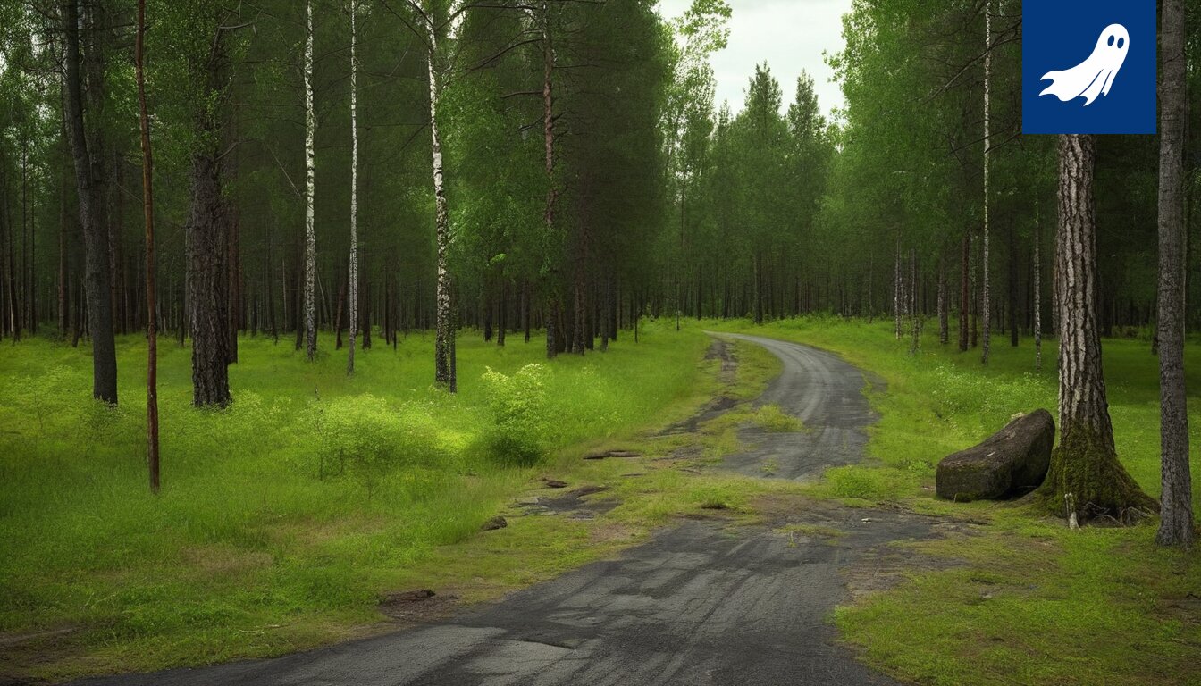 Satiirinen kuva Hipposkylän puukerrostaloista, joissa on sateenkaaren värisiä infrapunalämmittimiä.