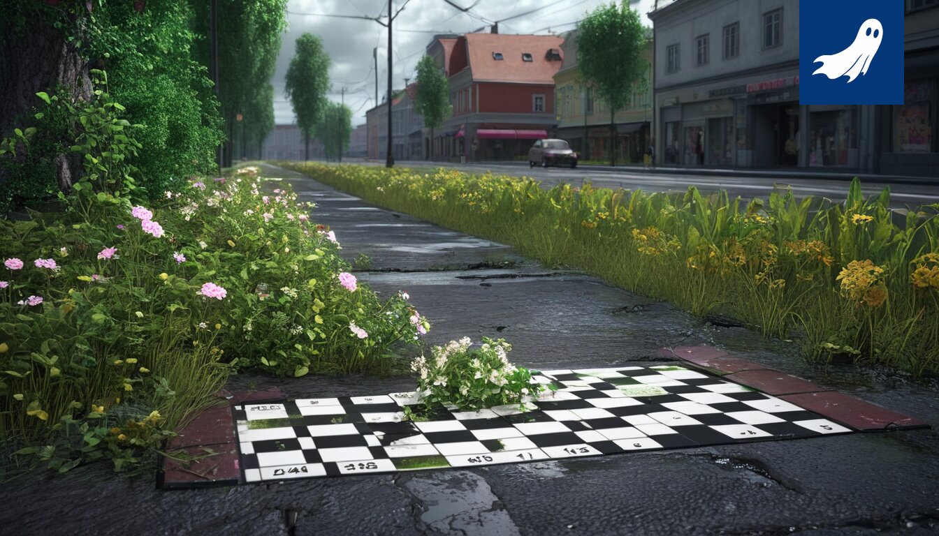 Sarjakuvamainen kuva Valkeakosken kaupungintalosta, jonka yläpuolella leijuu Taklab-logo.