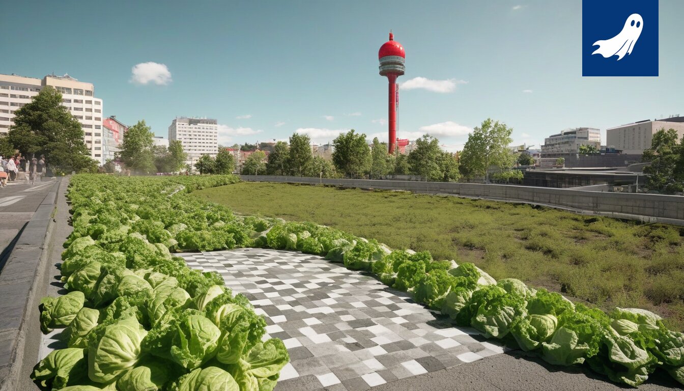 Näsinneula torni Tampereen kaupungissa, symboloimassa artikkelin satiirista kuvausta ravintolakulttuurin digitalisoitumisesta.