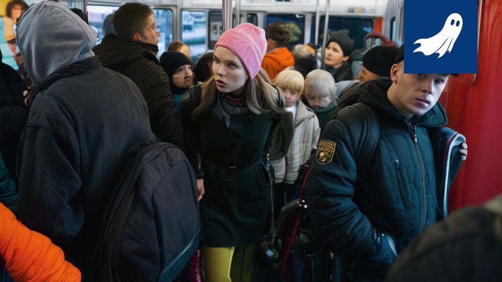 Ihmisiä ahtautuneena Tampereen ratikkaan, kuva havainnollistaa artikkelin satiirista ruuhkatilannetta.